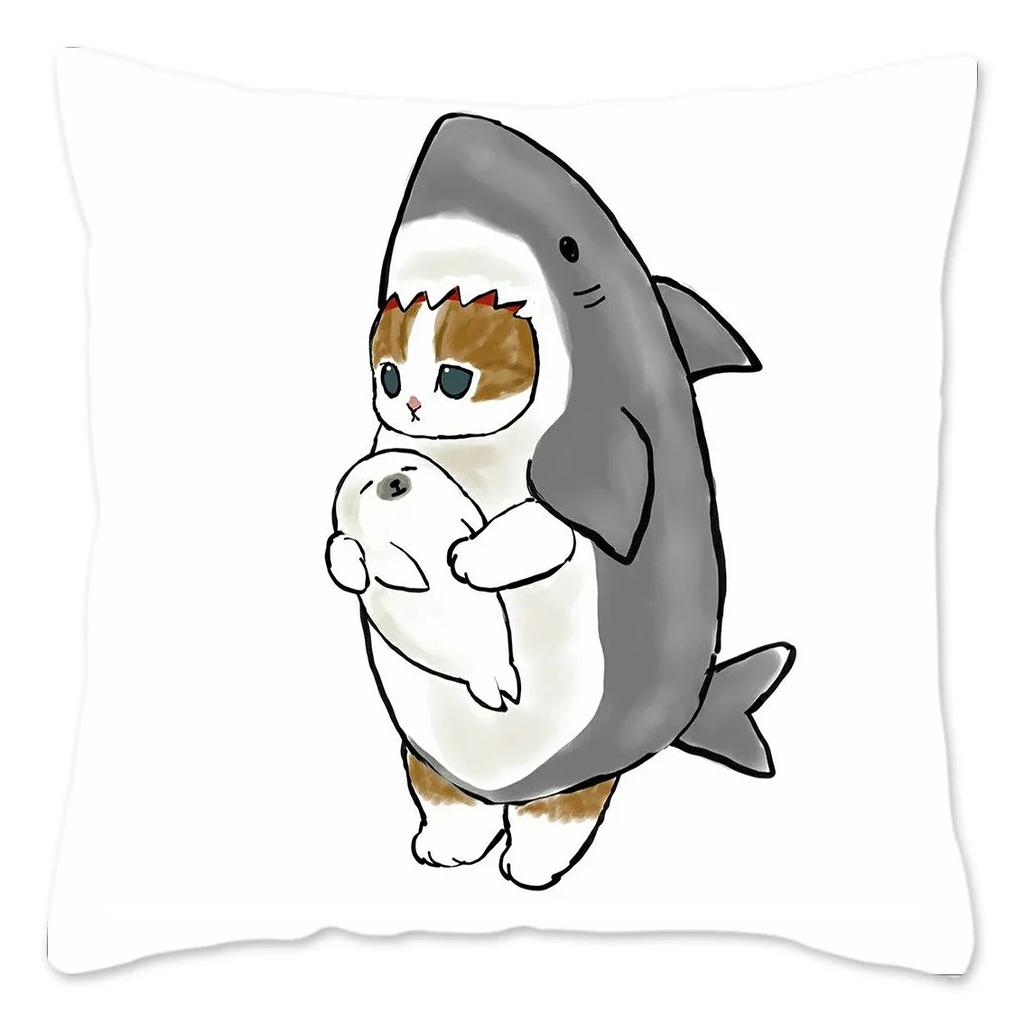 Забавная наволочка CatShark, украшение для дома, полиэстеровая наволочка для дивана, кавайная наволочка для подушки, fundas cojines X
