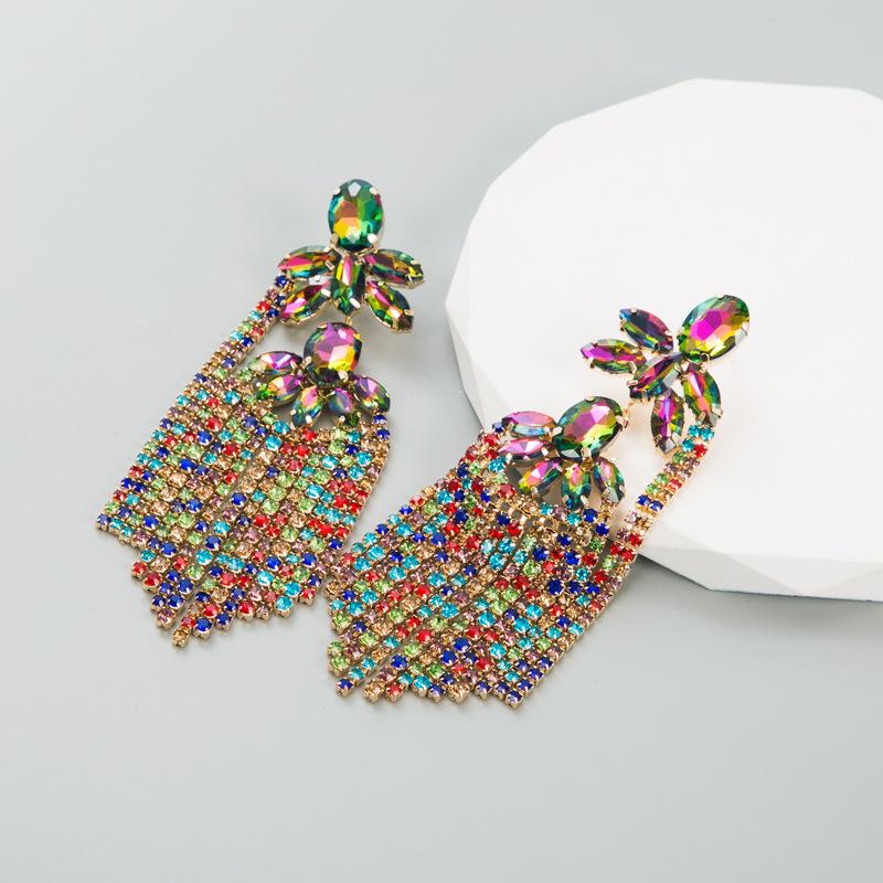 Женские серьги-капли с кисточками, серьги-подвески из титанового стального сплава, акриловые красочные хрустальные многослойные цветочные геометрические украшения для ушей