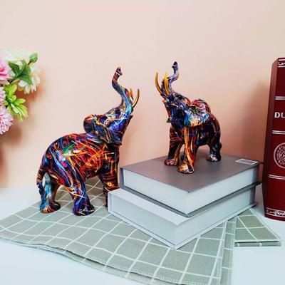 Красочная статуя слона, скульптура животного из смолы, декор, счастливые фигурки слона, дропшиппинг