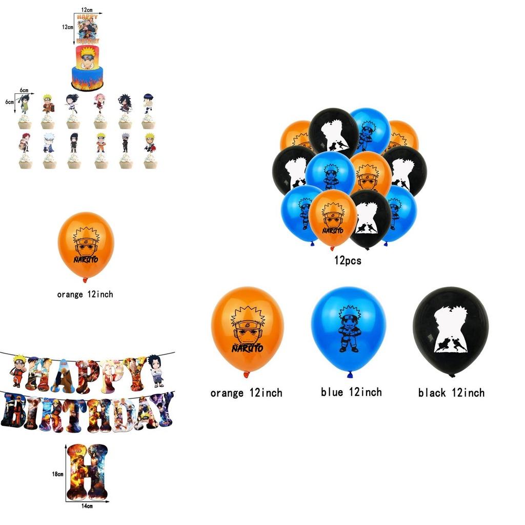Наруто Ниндзя Принадлежности для дня рождения Украсьте разноцветными шарами, вымпелами и топперами для торта