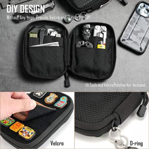 Pocket Organizer with Velcro, Nylon Utility Pouch, Small Tool Pouch for EDC Gear, Mighty Pouch with D-ring, Pocket Pouch, Multi-tool Organizer Pouch (