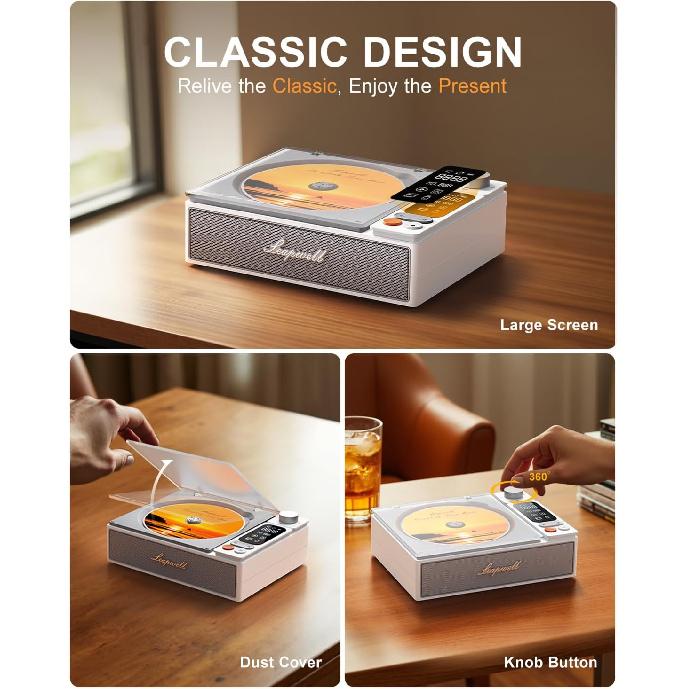 CD-плеер портативный Bluetooth настольный CD-плеер для дома с динамиками перезаряжаемый небольшой ретро CD-плеер с ЖК-экраном оптический USB