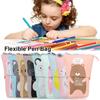 Fashion School Supplies Stationery Pencil Case Makeup Pouch Zipper Storage Box Flexible Pen Bag