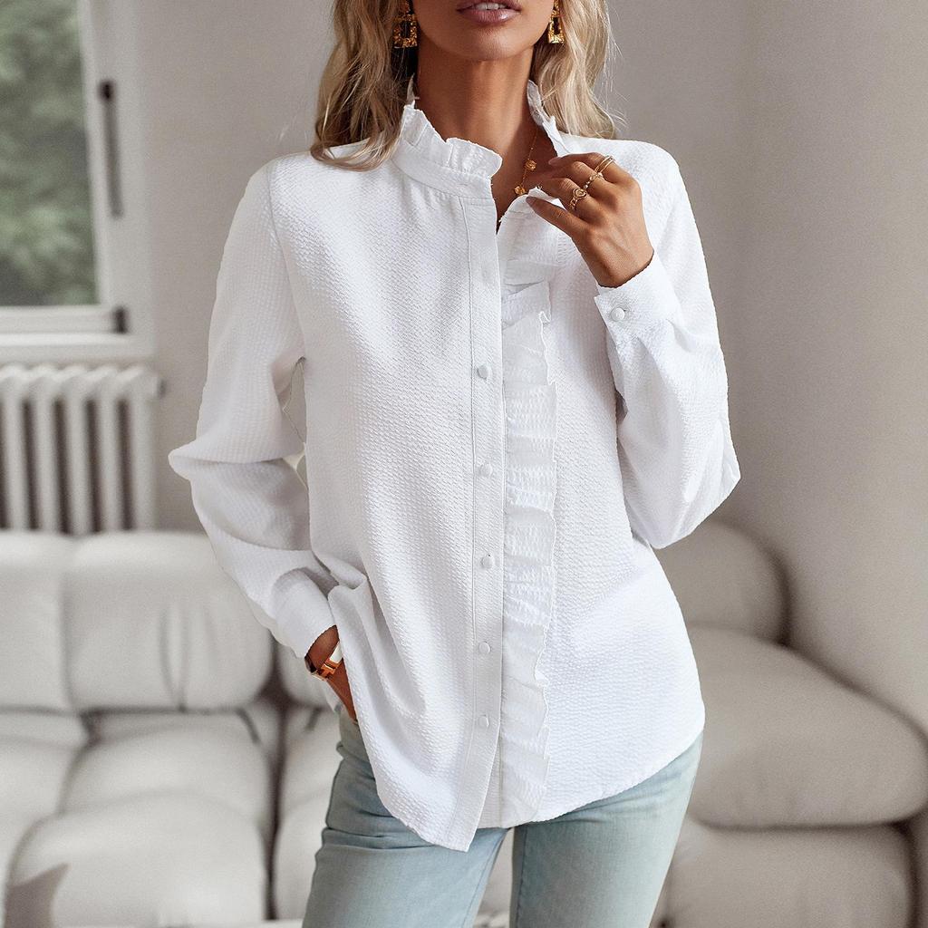 Diyun Women's Long-Sleeve Shirt - 2025 Spring/Summer Collection, European/American Style, Elegant Commuter Top