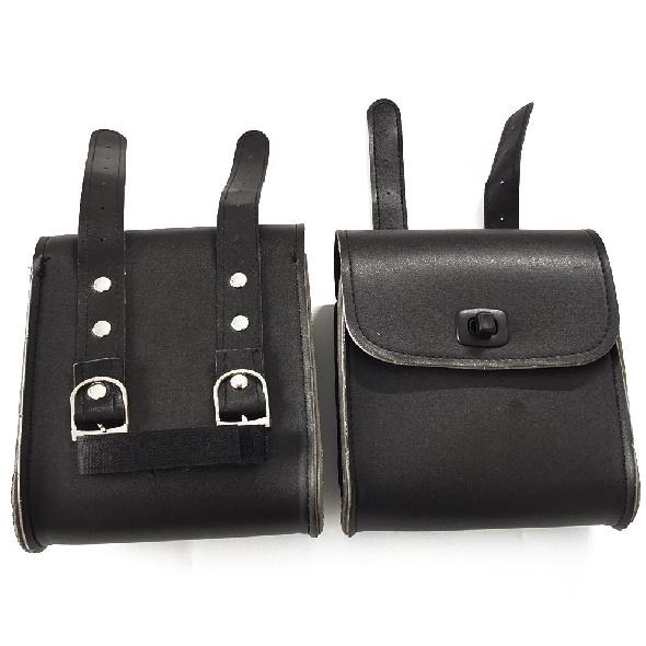 2X Black Leather Motorcycle Side Tool Bag Storage Saddle Luggage Bags Universal