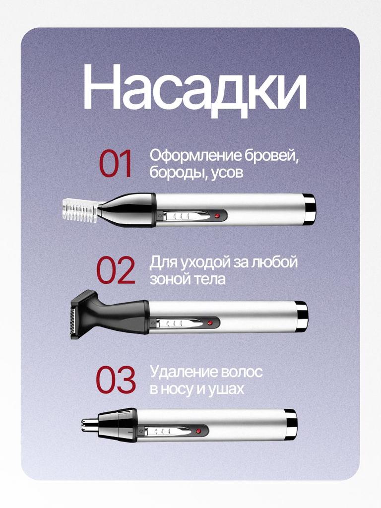Xiaomi Триммер для бороды и усов 9jOyAO45345384384485684, количество насадок 3