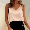 Женские атласные майки с V-образным вырезом, повседневные майки без рукавов, летние базовые майки
