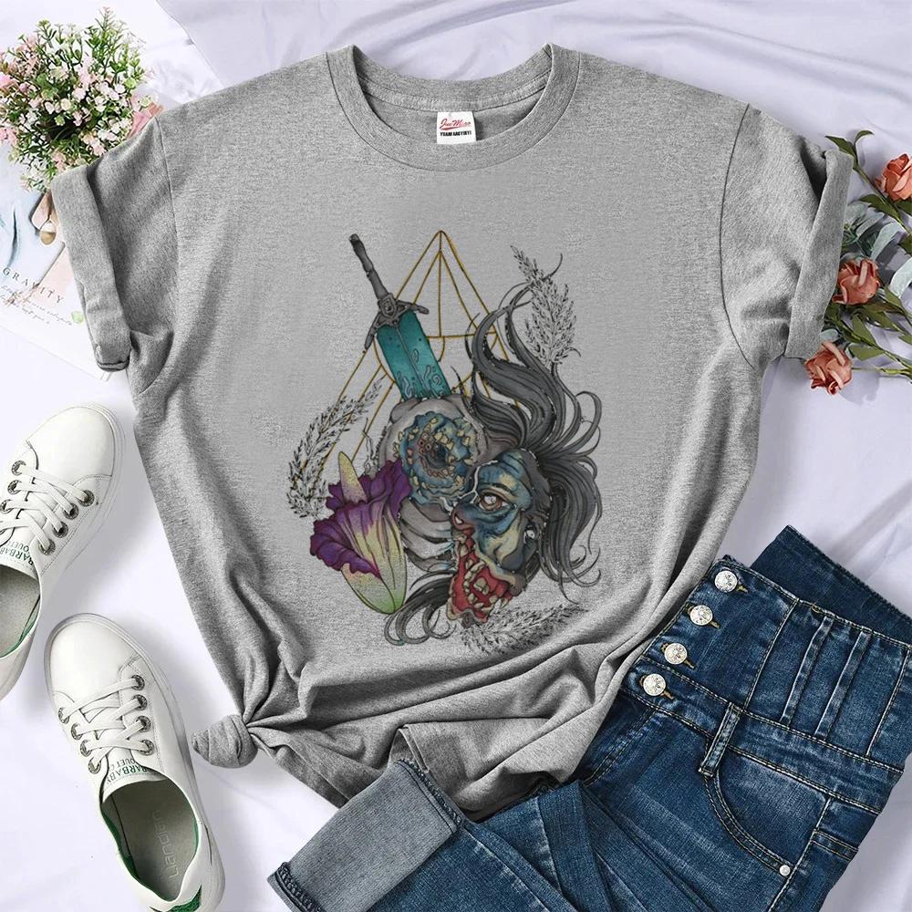 Bloodbome Tshirt Female Alternative Emo Harajuku Shirt Japan Graphic Summer Baddie Psychedelic