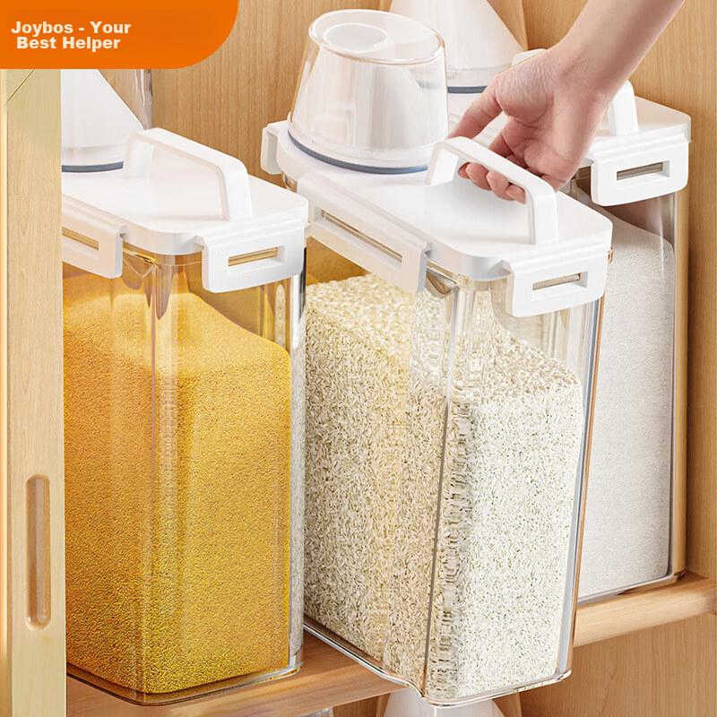 Jiabangshou Rice Container, Japanese-Style Multi-Grain Storage Jar, Sealed Household Rice Bin, Storage Box for Rice, with Measuring Cup, 3L Capacity