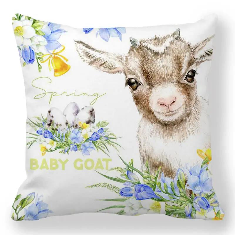 Easter Bunny Print Cushion Cover Spring Easter Egg Hare Pillowcase Home Decoration 40/45/50/60cm