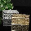2 PCs Mini Treasure Storage Jewelry Box Silver-color Hollow Flower Pattern Jewelry Case Boxes for Necklace Earring Ring K-
