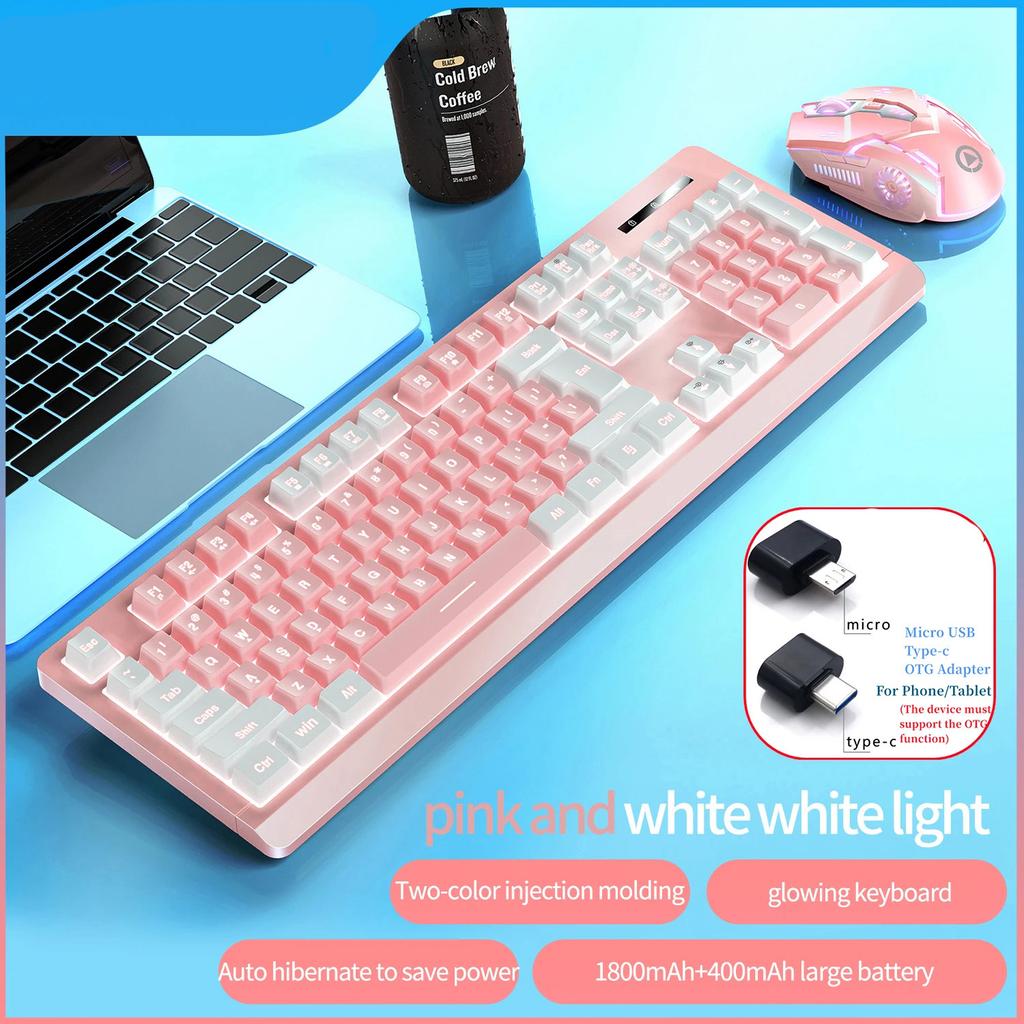 Wireless Keyboard Mouse Kit Rechargeable 2.4G 104 Keys Glow Backlight Gaming Keyboard and Mice Combos For Office Design Game