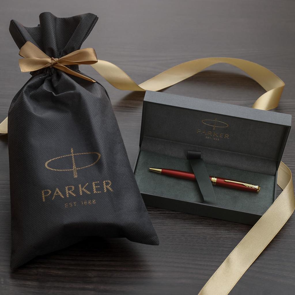 Шариковая ручка PARKER Sonnet Red GT со средним кончиком, упаковочная сумка с логотипом бренда, подарочная коробка, подарочный подарок класса люкс, официальный подлинный импортный продукт 1950777 V3