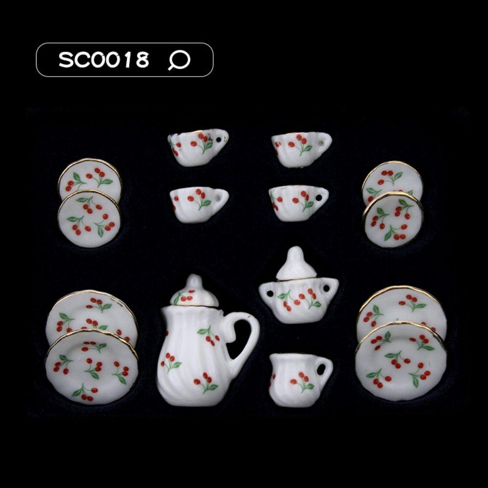 Tableware Dollhouse Miniature Tea Set Miniature Porcelain Tea Cup Set Doll House Accessories