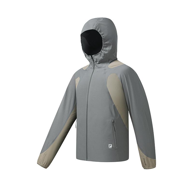 Men's FILA Fitness Jackets Men's Tin Gray Hooded (Non-detachable) Moderate Straight Fit