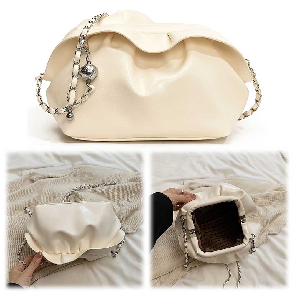 Женская сумка через плечо, плиссированная сумка из искусственной кожи, сумка-хобо с зажимом для путешествий и поездок на работу