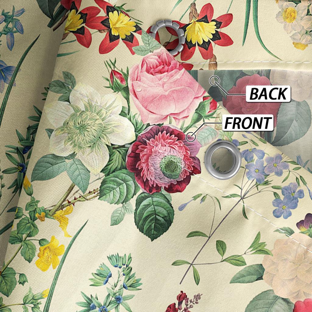 1Pc Retro Floral Pattern Printed Shower Curtain, Waterproof And Washable, With 12 Hooks,For Bathroom Showers, Bathtubs, Home Use