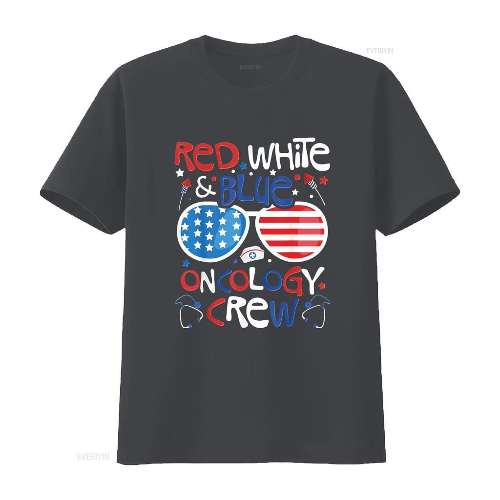 4th of July Red White Blue Oncology Crew Patriotic Nurse Mens T Shirt Black XL vintage Washed Stretched Versatile Soft Casual