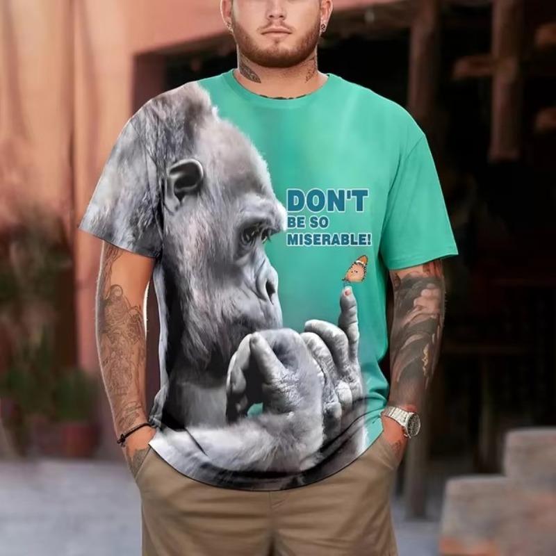 Men‘S T Shirt Plus Size Men's 3d Tiger Graphic Print T-Shirt Vintage Style Short Sleeve Tees For Males Loose Oversized Tees