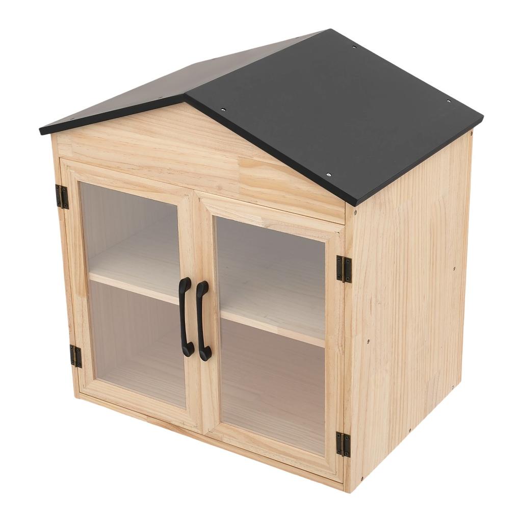 Double Door Wooden Bookcase with Two Shelves, Compact Home Library Storage, 55.5cm Height Bookshelf for Living Room & Office