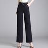 Women's Loose Summer High-Waist Slimming Wide-Leg Straight Pants - Solid Color with Excellent Drape