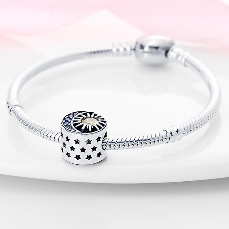 Zirconia Inlaid Star Moon Sun Round Bead Pendant Fashion Jewelry Pendant Necklace Accessory
