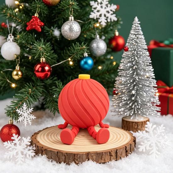 3D Printed Lantern Figure with Movable Joints, Cute Small Red Round Lantern Shaped Statue for Spring Festival Desk, Shelf Decor