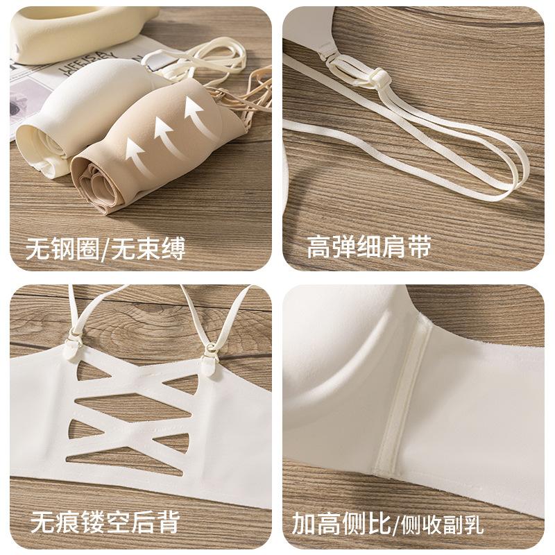 Wow, summer, no magnetic front buckle, sexy small chest, no steel ring, cross shoulder strap, hollow back bra cover, gather