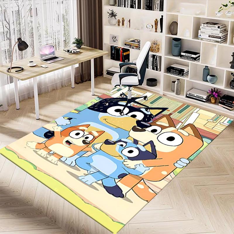 Bluey Family Adventure Carpet For Playroom Bedroom Living Room Sofa Home Decorkids Game Area Rug Nonslip Floor Mat