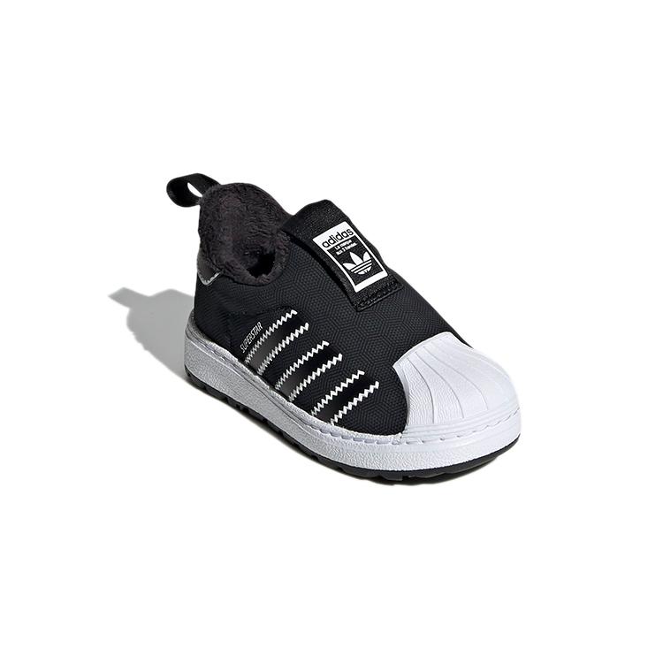 adidas Оригинальные SUPERSTAR 360 С подкладкой из флиса Устойчивые к истиранию Низкие кеды для скейтбординга Черные Для младенцев и малышей EG3366