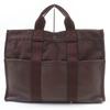 Tote Bag Fool Toe MM Serie Button Half Leather Canvas Brown Cotton Women Used