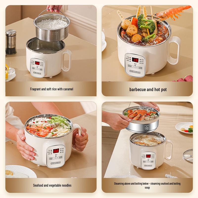 Small Electric Steamer & Rice Cooker: 304 Stainless Steel, 1-3 Person Capacity, Multi-function for Cooking, Steaming & Boiling