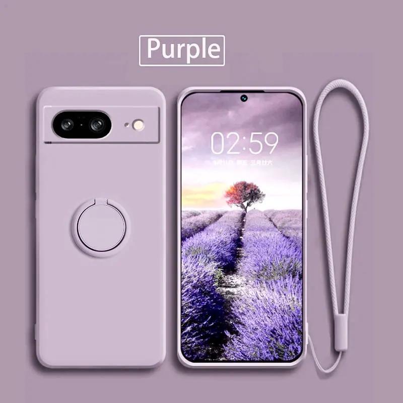 Чехол для Google Pixel 8 9 Finger Ring Stand Holder Slicone Cover для Pixel 9 Pro XL Solid Color Lens Protection Soft Phone Case