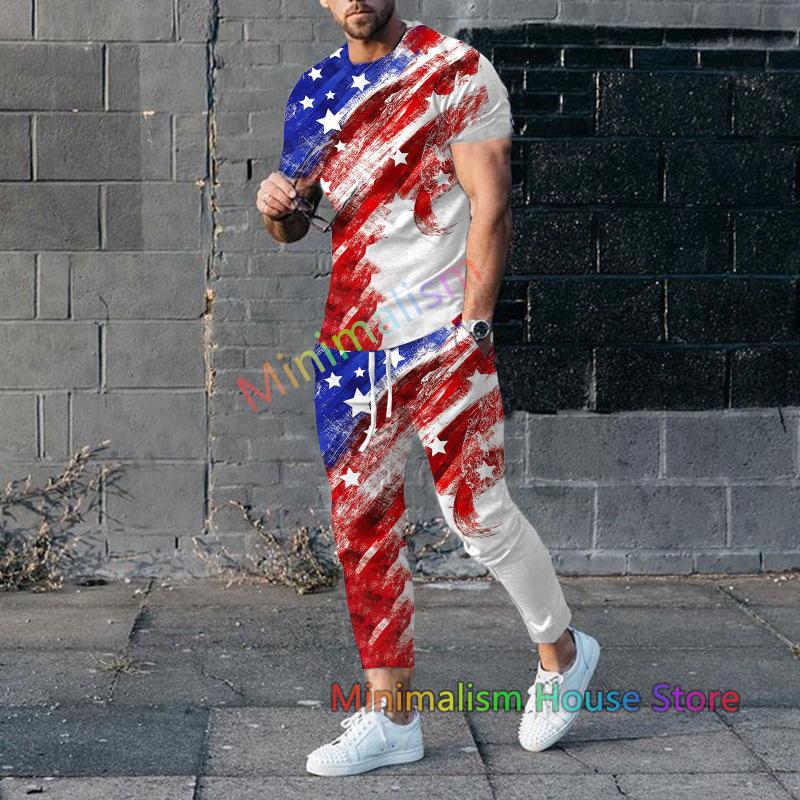 Покер J 3D Принт Мужской Спортивный Костюм Комплект Джоггер Одежда Для Мужчин Повседневный Костюм Футболки с Коротким Рукавом+Брюки 2 Предмета Уличная Одежда