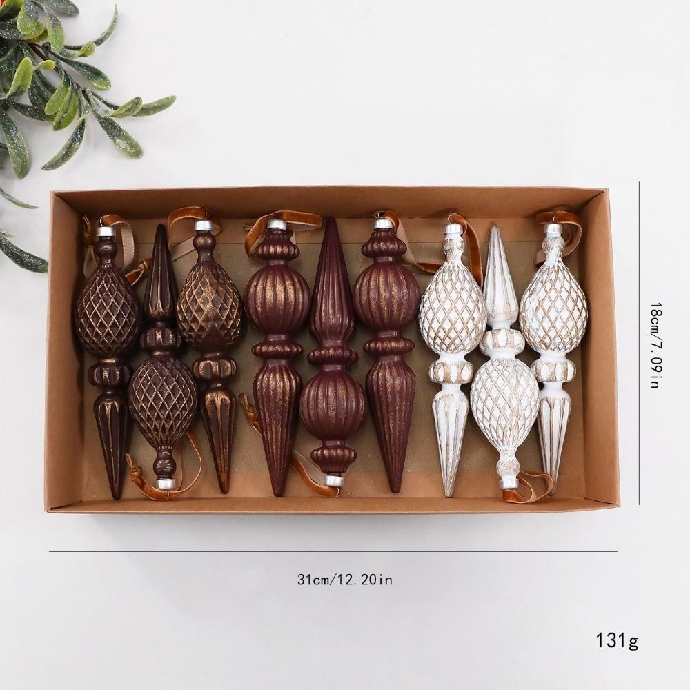9 Pcs/box Hanging Pendant Decorations 16CM Length Conical Christmas Pendants For Window Display