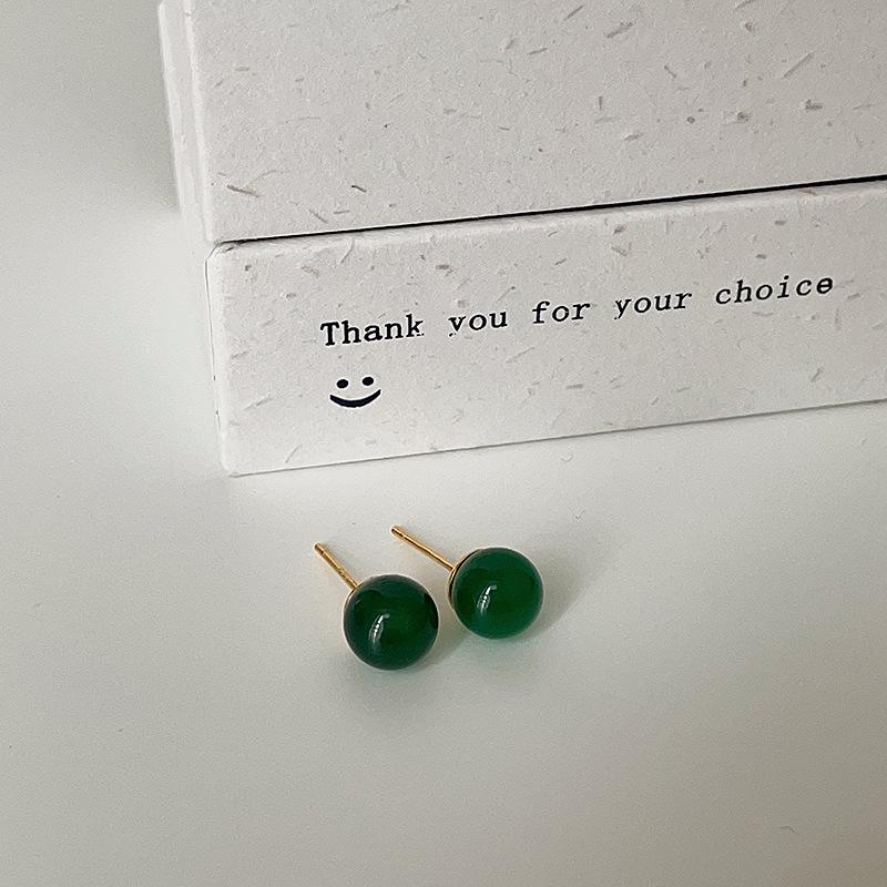 Серьги-гвоздики в стиле ретро из натурального зеленого агата для женщин, уникальные, неповторимые, свежие и модные, универсальные серьги