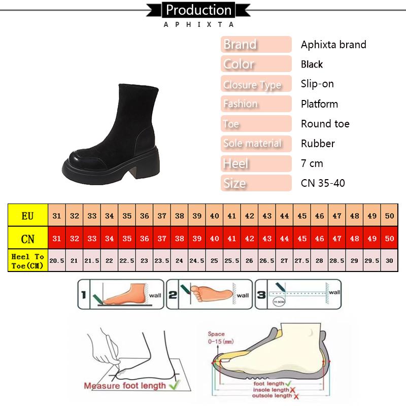 Fashion Aphixta Suede Sock Boots Women Platform 7CM High Heels Fashion Ankle Boots Autumn Winter Shoes Botas Mujer 2024 Tendencia