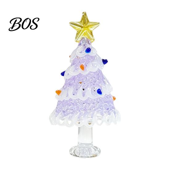 Office Holiday Table Decor Hand Blown Glass Christmas Tree Figurine, Mini Tabletop Small Gifts Xmas Ornament, Handmade Desktop Decoration Unique