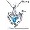 Sterling Dolphin Blue Heart CZ Necklace Women Bride Wedding Clavicle Chain Necklaces Fancy Gift Statement Jewelry