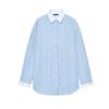 Spring New Women's Clothing Single Row Multi-Buckle Stripes Poplin Long Sleeves Lapel Casual Shirt Tops 2796545