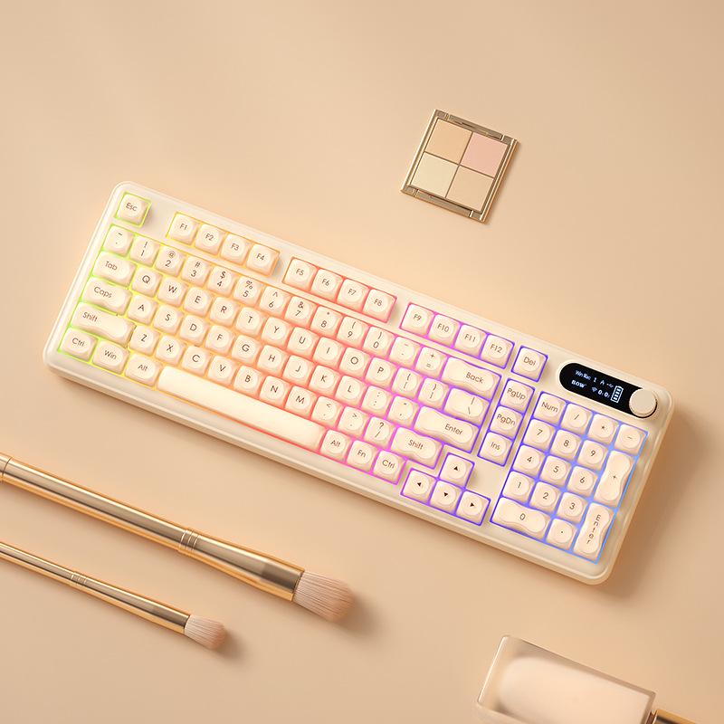 Беспроводная Bluetooth-клавиатура BOW с трехрежимной подсветкой, механическим ощущением, для девушек, офиса и использования с ноутбуком.