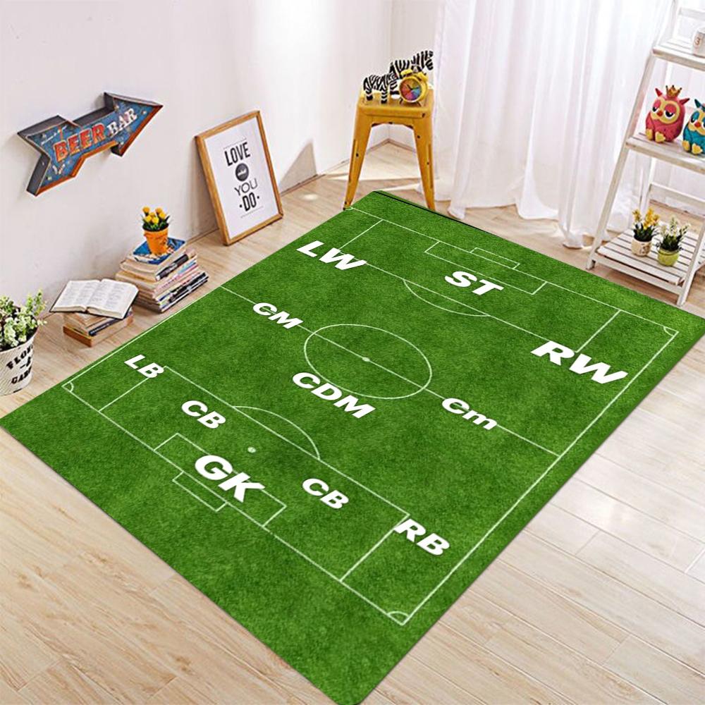 Ковер с рисунком футбольного поля для гостиной, спальни, тематический коврик для пола в спортивном стиле, противоскользящий, подходит для детской игровой зоны, домашний декор