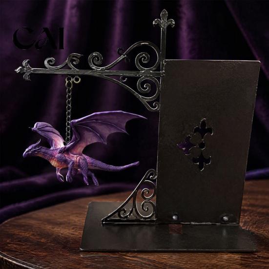 Evil Dragon Hanging Lamp Magical Flying Bookshelf Lamp, Warm Night Light, Fantasy Statue for Desk Reading Nook Decor, Unique Gift Lovers Book Readers