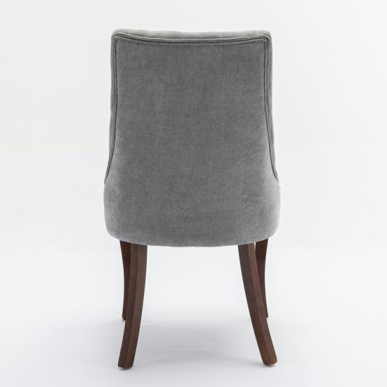 Accent Chair Rayon Cloth Flocking Linen Dining Chairs Channel Kitchen Dinner Comfy Fabric Upholstered for Room with Curved Solid Wood Legs