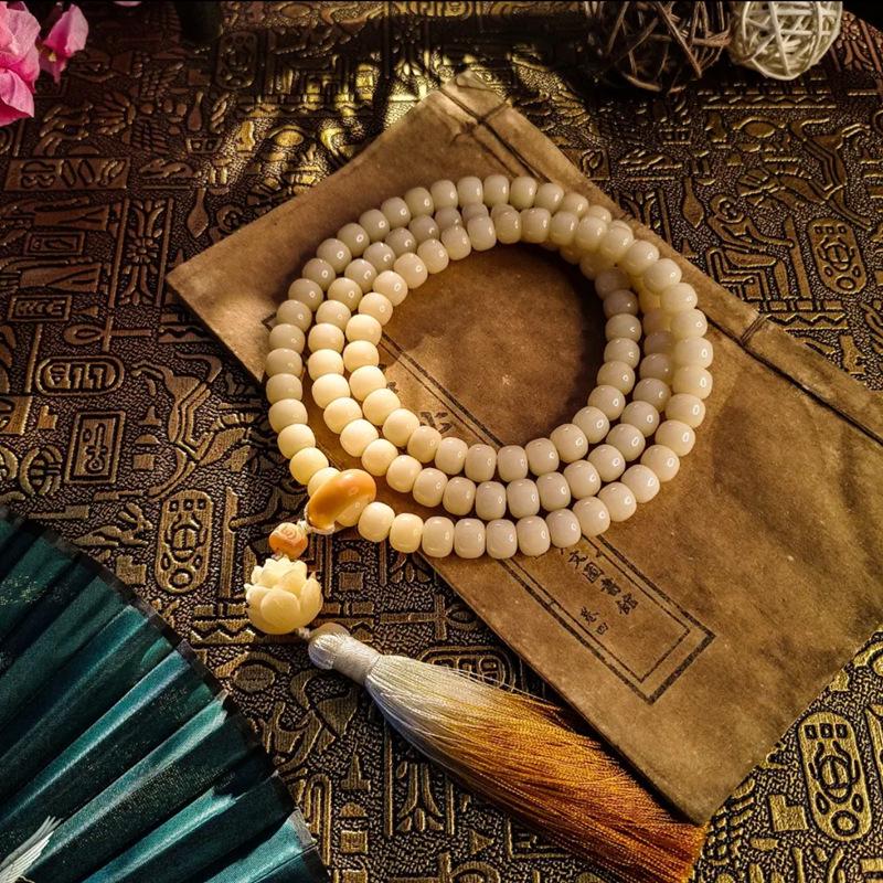 Violet Abacus Beads Bodhi Root 108 Beads Unisex Bracelet/Necklace (8x11mm) - Douyin Live Hot Sale Temple Edition
