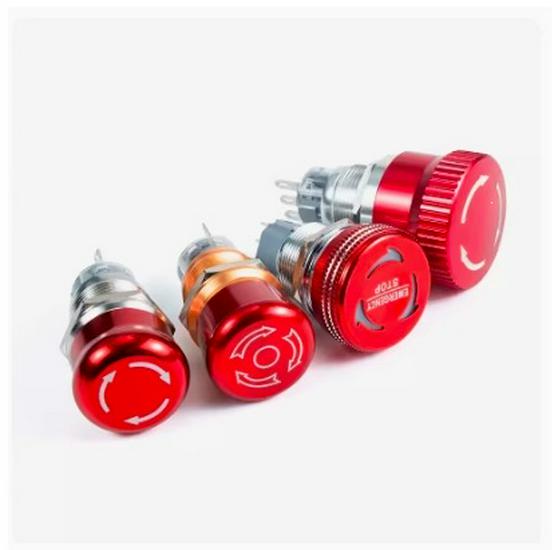 Metal Emergency Stop Button Switch, Stainless Steel, Dustproof, Mushroom Head, 16/19/22/25/30mm