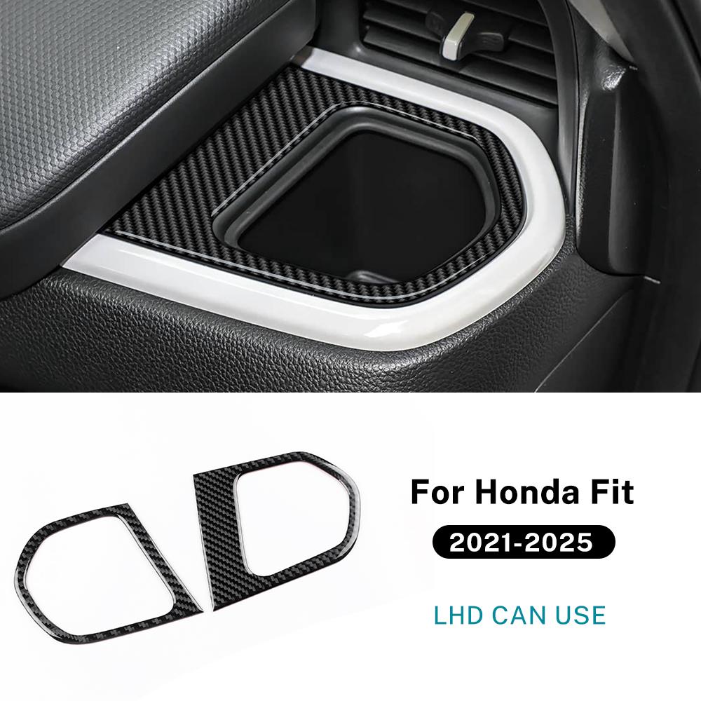 Наклейка из настоящего мягкого углеродного волокна для Honda Fit 2021 2022 2023 2024 2025 LHD RHD, отделка боковой части центральной консоли ящика для хранения автомобиля