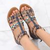 Новые летние сандалии на плоской подошве большого размера в национальном стиле, цветная женская обувь