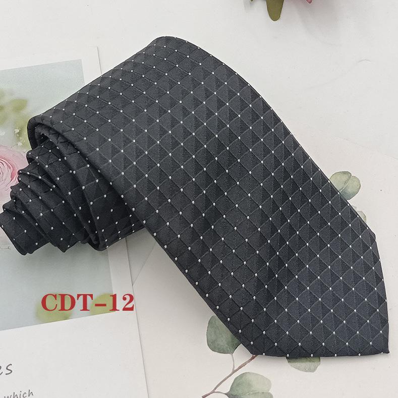 Handmade Men's 8cm Black Grey Striped Jacquard Silk Tie