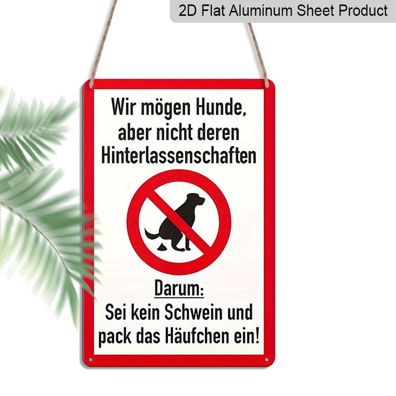 2D Flat Vintage German "No Dog Poop" Metal Sign - Rustic Wall Decor for Home & Garden, Durable Indoor/Outdoor Use, Perfect for Beer Enthusiasts, Dog